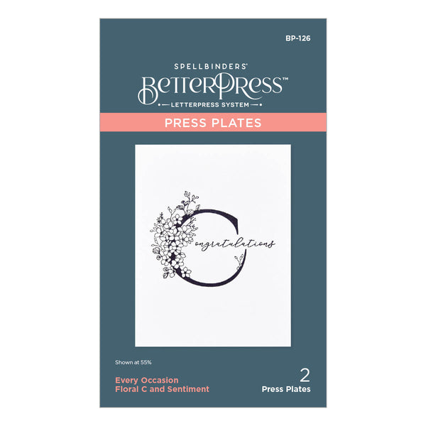 Floral C and Sentiment Press Plate from the Every Occasion Floral Alphabet Collection
