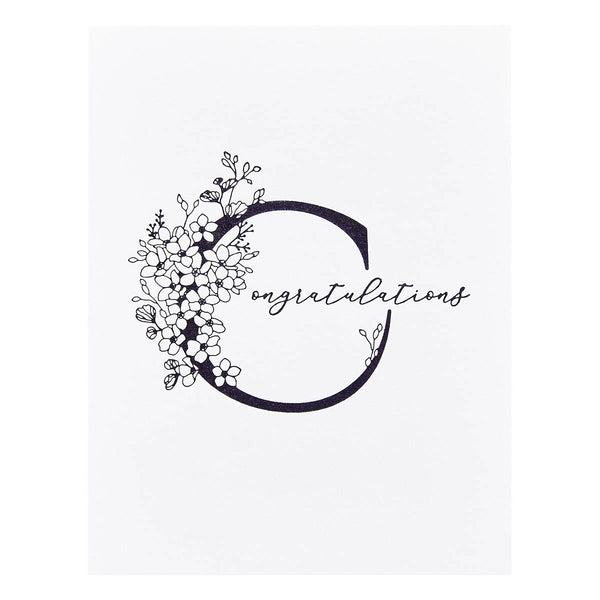 Floral C and Sentiment Press Plate from the Every Occasion Floral Alphabet Collection