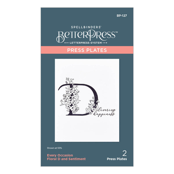 Floral D and Sentiment Press Plate from the Every Occasion Floral Alphabet Collection