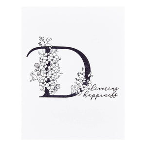 Floral D and Sentiment Press Plate from the Every Occasion Floral Alphabet Collection