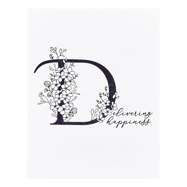 Floral D and Sentiment Press Plate from the Every Occasion Floral Alphabet Collection
