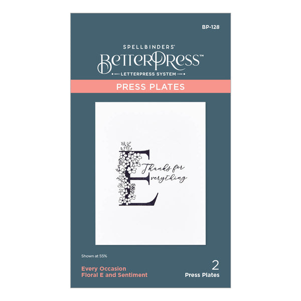 Floral E and Sentiment Press Plate from the Every Occasion Floral Alphabet Collection