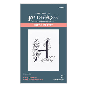 Floral H and Sentiment Press Plate from the Every Occasion Floral Alphabet Collection