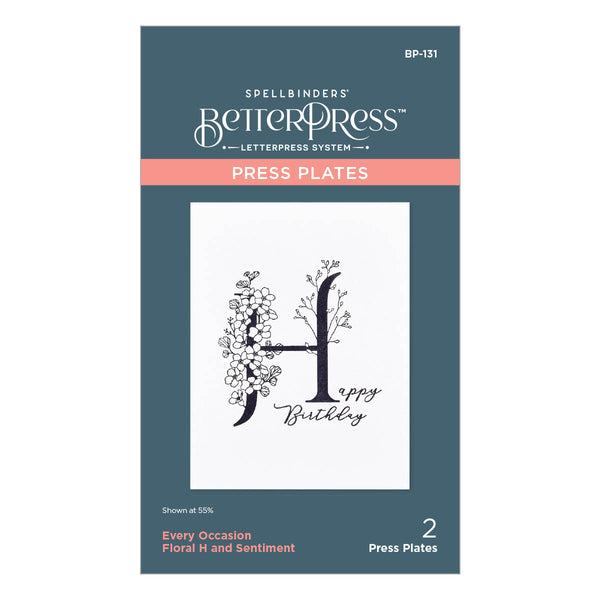 Floral H and Sentiment Press Plate from the Every Occasion Floral Alphabet Collection