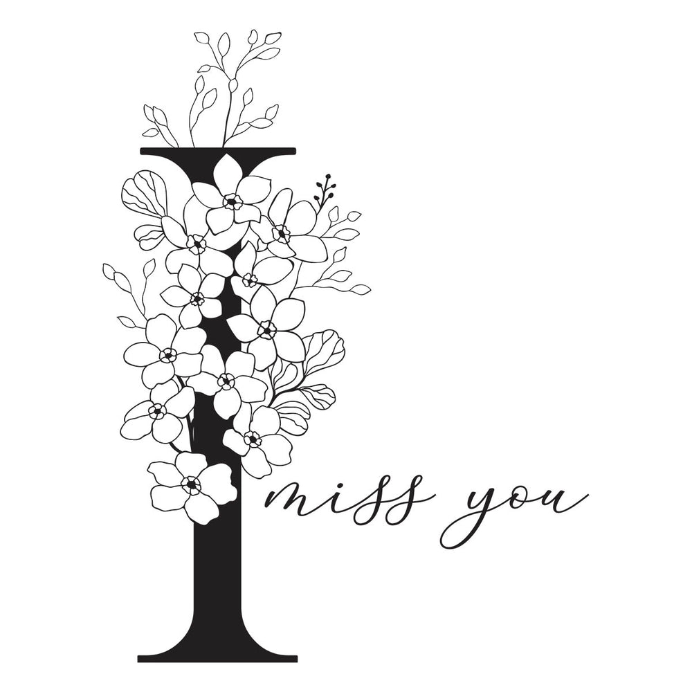 Floral I and Sentiment Press Plate from the Every Occasion Floral Alphabet Collection