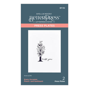 Floral I and Sentiment Press Plate from the Every Occasion Floral Alphabet Collection
