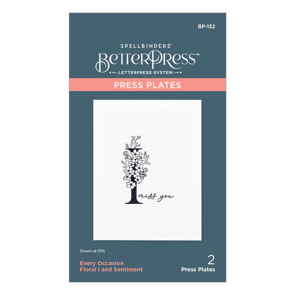 Floral I and Sentiment Press Plate from the Every Occasion Floral Alphabet Collection