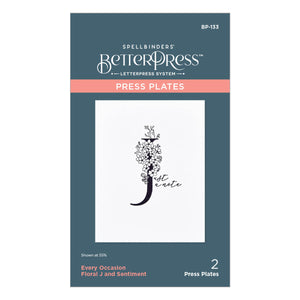 Floral J and Sentiment Press Plate from the Every Occasion Floral Alphabet Collection