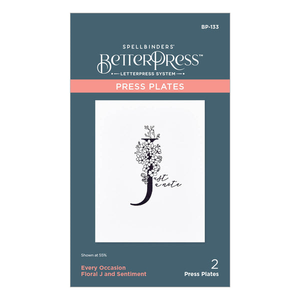 Floral J and Sentiment Press Plate from the Every Occasion Floral Alphabet Collection