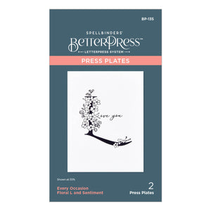Floral L and Sentiment Press Plate from the Every Occasion Floral Alphabet Collection