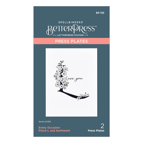 Floral L and Sentiment Press Plate from the Every Occasion Floral Alphabet Collection