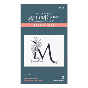 Floral M and Sentiment Press Plate from the Every Occasion Floral Alphabet Collection