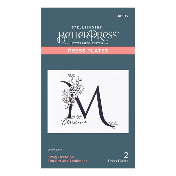 Floral M and Sentiment Press Plate from the Every Occasion Floral Alphabet Collection