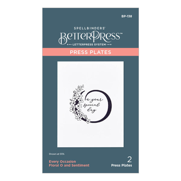 Floral O and Sentiment Press Plate from the Every Occasion Floral Alphabet Collection