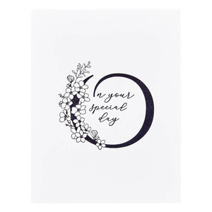 Floral O and Sentiment Press Plate from the Every Occasion Floral Alphabet Collection