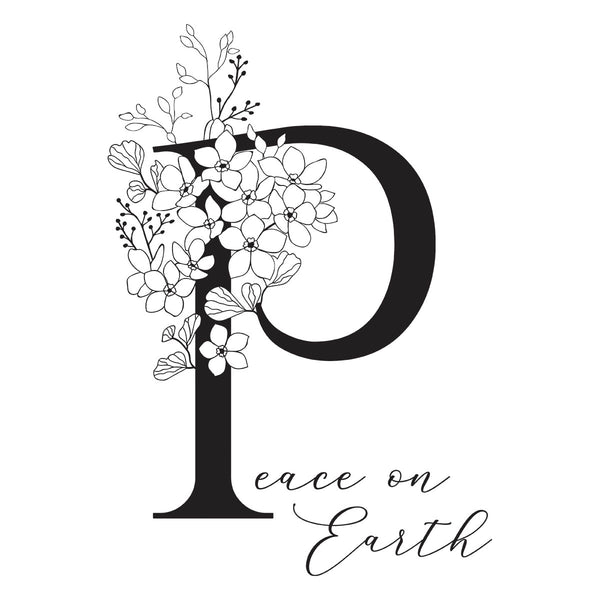 Floral P and Sentiment Press Plate from the Every Occasion Floral Alphabet Collection