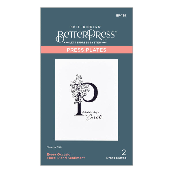 Floral P and Sentiment Press Plate from the Every Occasion Floral Alphabet Collection