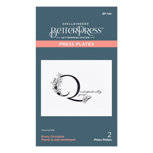 Floral Q and Sentiment Press Plate from the Every Occasion Floral Alphabet Collection