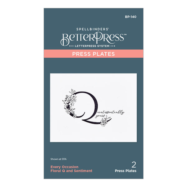 Floral Q and Sentiment Press Plate from the Every Occasion Floral Alphabet Collection
