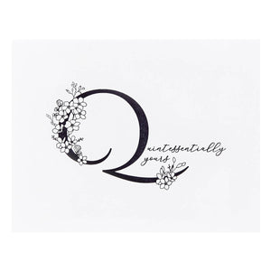 Floral Q and Sentiment Press Plate from the Every Occasion Floral Alphabet Collection