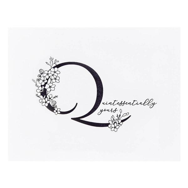 Floral Q and Sentiment Press Plate from the Every Occasion Floral Alphabet Collection