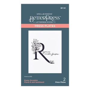 Floral R and Sentiment Press Plate from the Every Occasion Floral Alphabet Collection