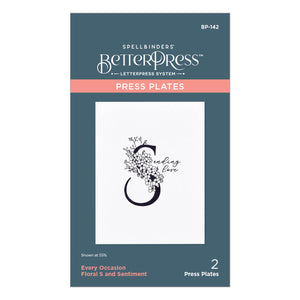 Floral S and Sentiment Press Plate from the Every Occasion Floral Alphabet Collection