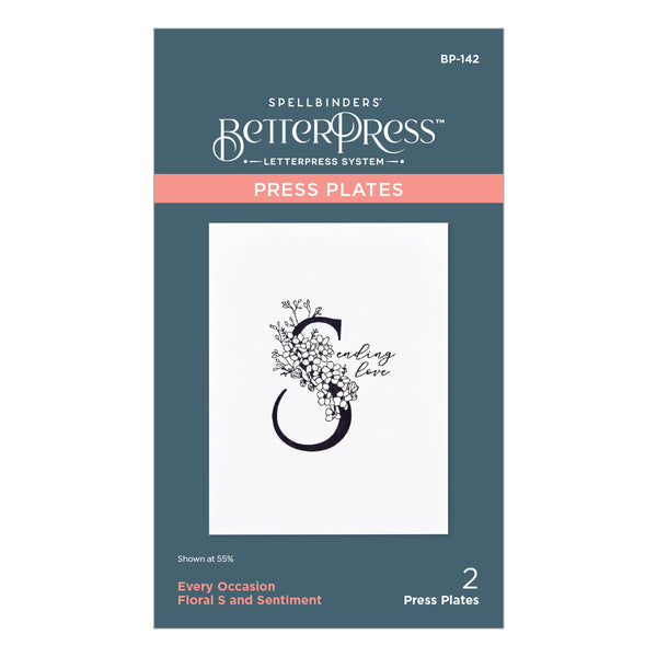 Floral S and Sentiment Press Plate from the Every Occasion Floral Alphabet Collection