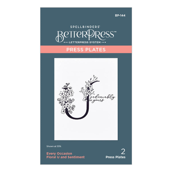 Floral U and Sentiment Press Plate from the Every Occasion Floral Alphabet Collection