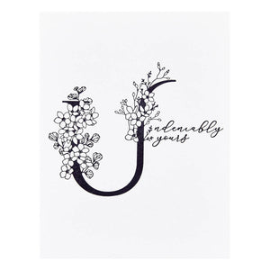 Floral U and Sentiment Press Plate from the Every Occasion Floral Alphabet Collection