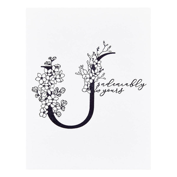 Floral U and Sentiment Press Plate from the Every Occasion Floral Alphabet Collection