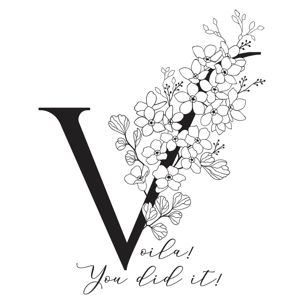 Floral V and Sentiment Press Plate from the Every Occasion Floral Alphabet Collection