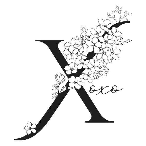 Floral X and Sentiment Press Plate from the Every Occasion Floral Alphabet Collection