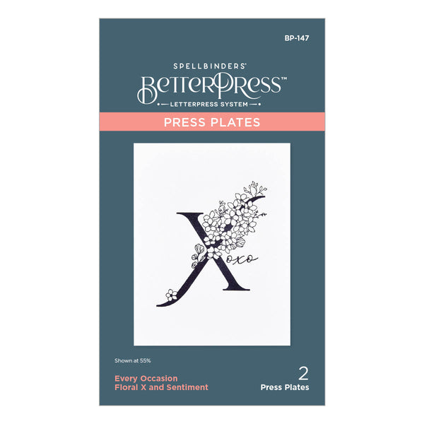 Floral X and Sentiment Press Plate from the Every Occasion Floral Alphabet Collection