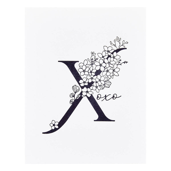 Floral X and Sentiment Press Plate from the Every Occasion Floral Alphabet Collection