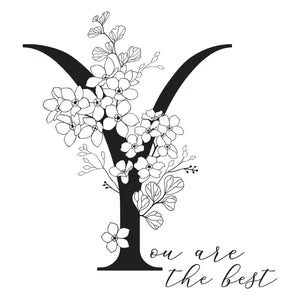 Floral Y and Sentiment Press Plate from the Every Occasion Floral Alphabet Collection