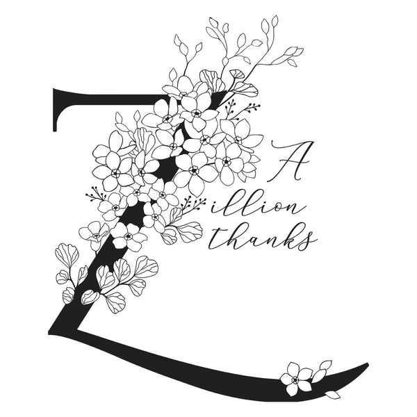 Floral Z and Sentiment Press Plate from the Every Occasion Floral Alphabet Collection