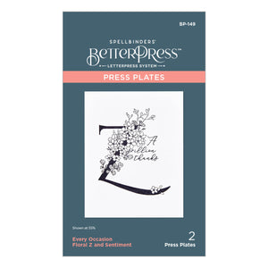 Floral Z and Sentiment Press Plate from the Every Occasion Floral Alphabet Collection