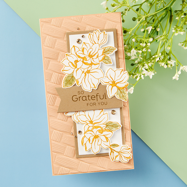 Woven 3D Embossing Folder from the Spring Sampler Collection by Simon Hurley