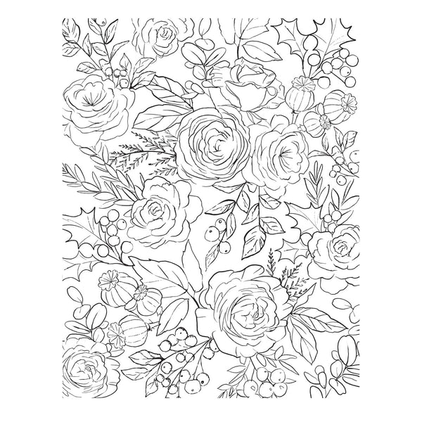 Winter Rose Background Press + Foil Plate and Stencil Bundle