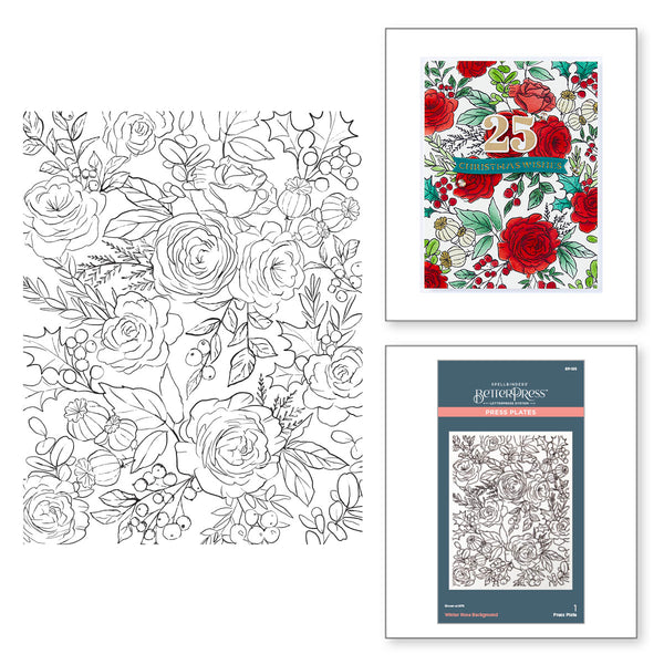 Winter Rose Background Press + Foil Plate