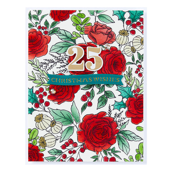 Winter Rose Background Press + Foil Plate and Stencil Bundle
