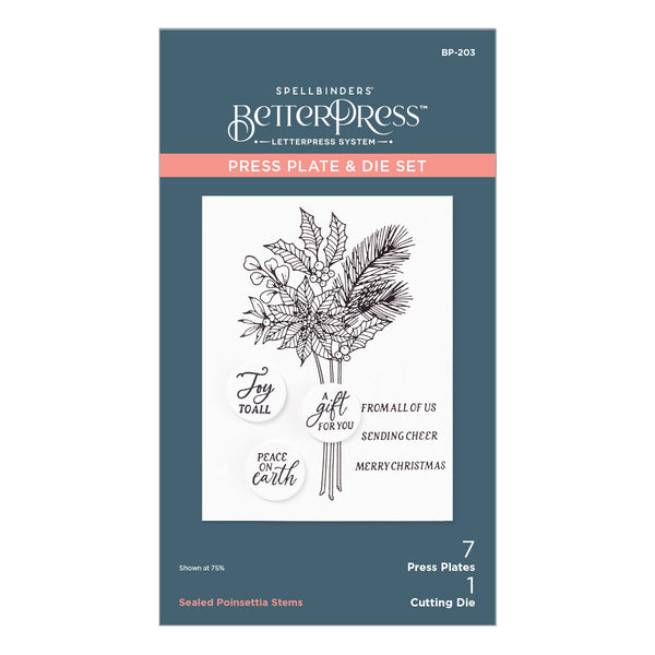 Sealed Poinsettia Stems Press + Foil Plate & Die Set
