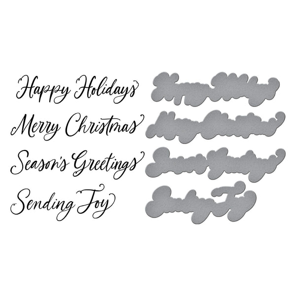 Sending Joy Sentiments Press + Foil Plate & Die Set