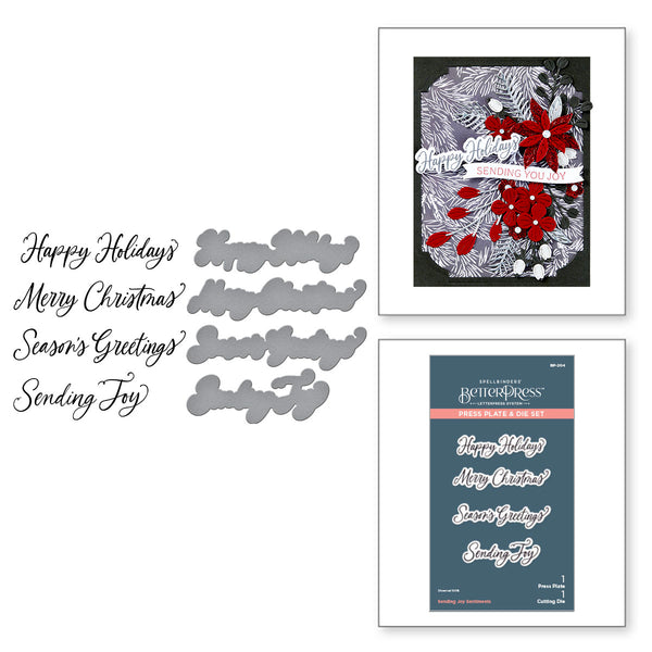 Sending Joy Sentiments Press + Foil Plate & Die Set