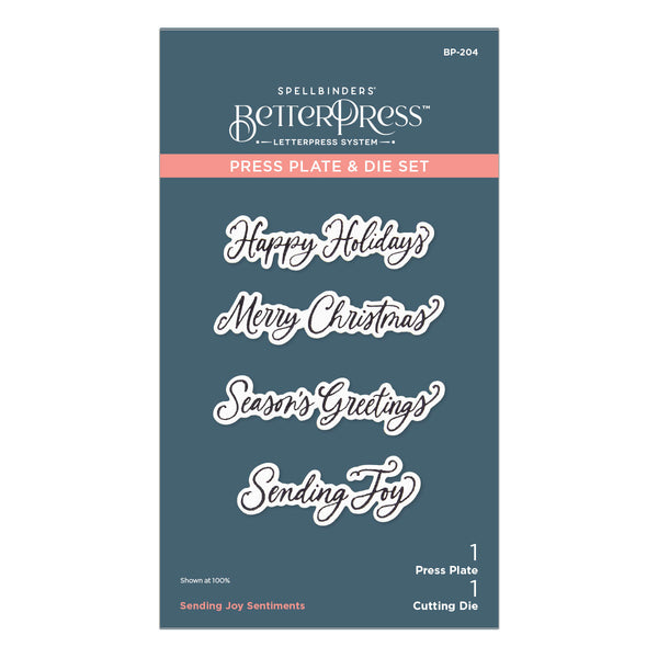Sending Joy Sentiments Press + Foil Plate & Die Set