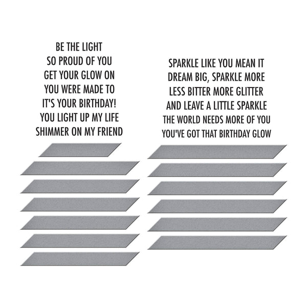 Shine Bright Sentiment Strips Press Plate & Die Set from the Shine Bright Collection by Carissa Wiley