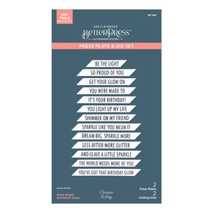Shine Bright Sentiment Strips Press Plate & Die Set from the Shine Bright Collection by Carissa Wiley