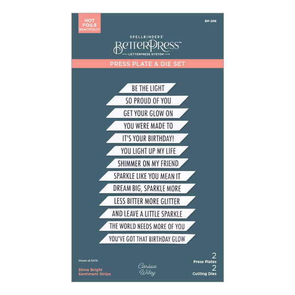 Shine Bright Sentiment Strips Press Plate & Die Set from the Shine Bright Collection by Carissa Wiley