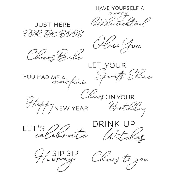 Cheers Sentiments Press Plate & Die Set from the Happy Hour Collection